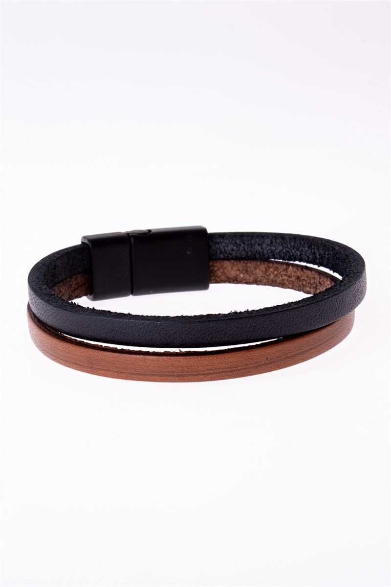 Men's Leather Bracelet - Brown-Black #360793