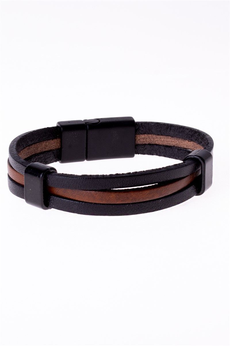Unisex Leather Bracelet - Brown-Black #360794