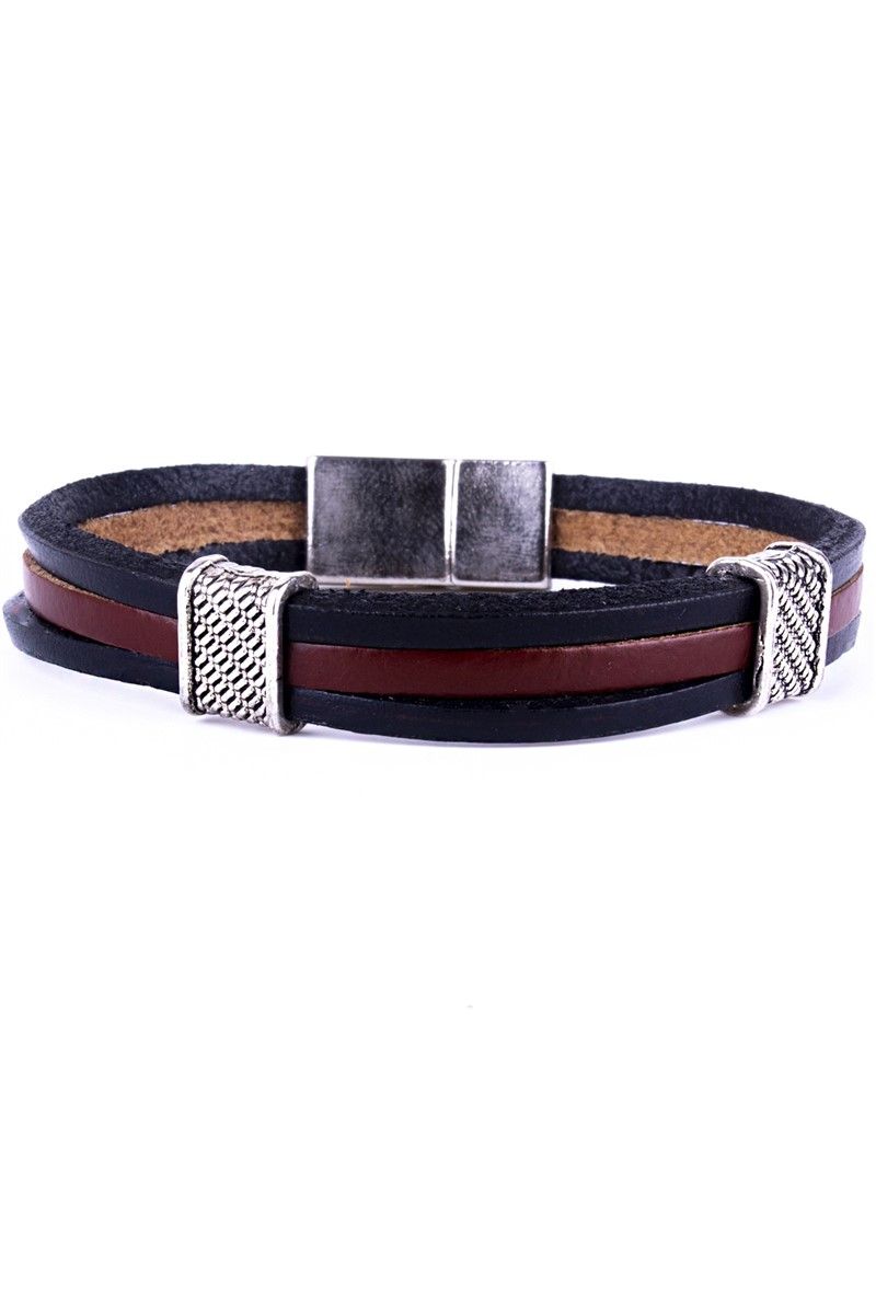 Men's Leather Bracelet - Brown-Black #360880