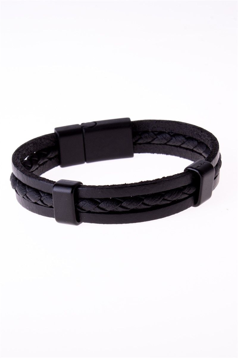 Men's Leather Bracelet - Black #360881