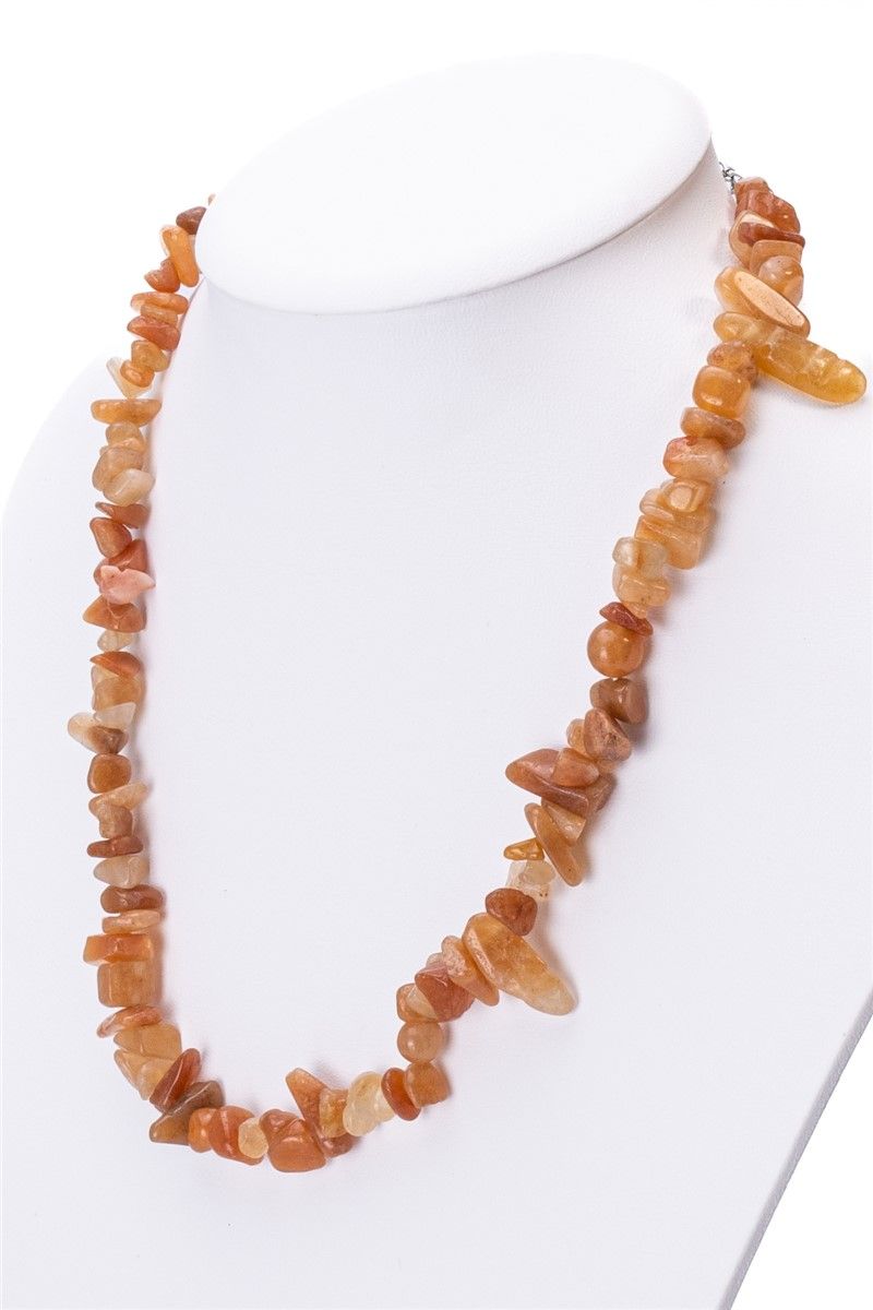 Ženska ogrlica od prirodnog kamena ahata - svijetlo narančasta #363280