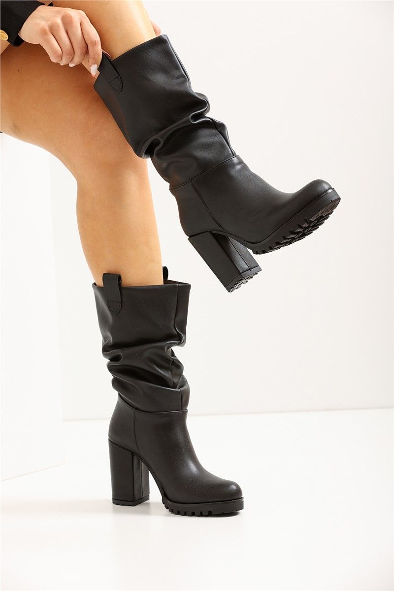 Women's Heeled Boots 136 - Black #360067