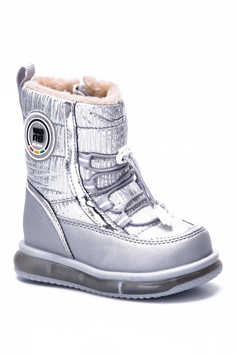 Children's 9090 Scrawl Lined Boots - Silver #363253