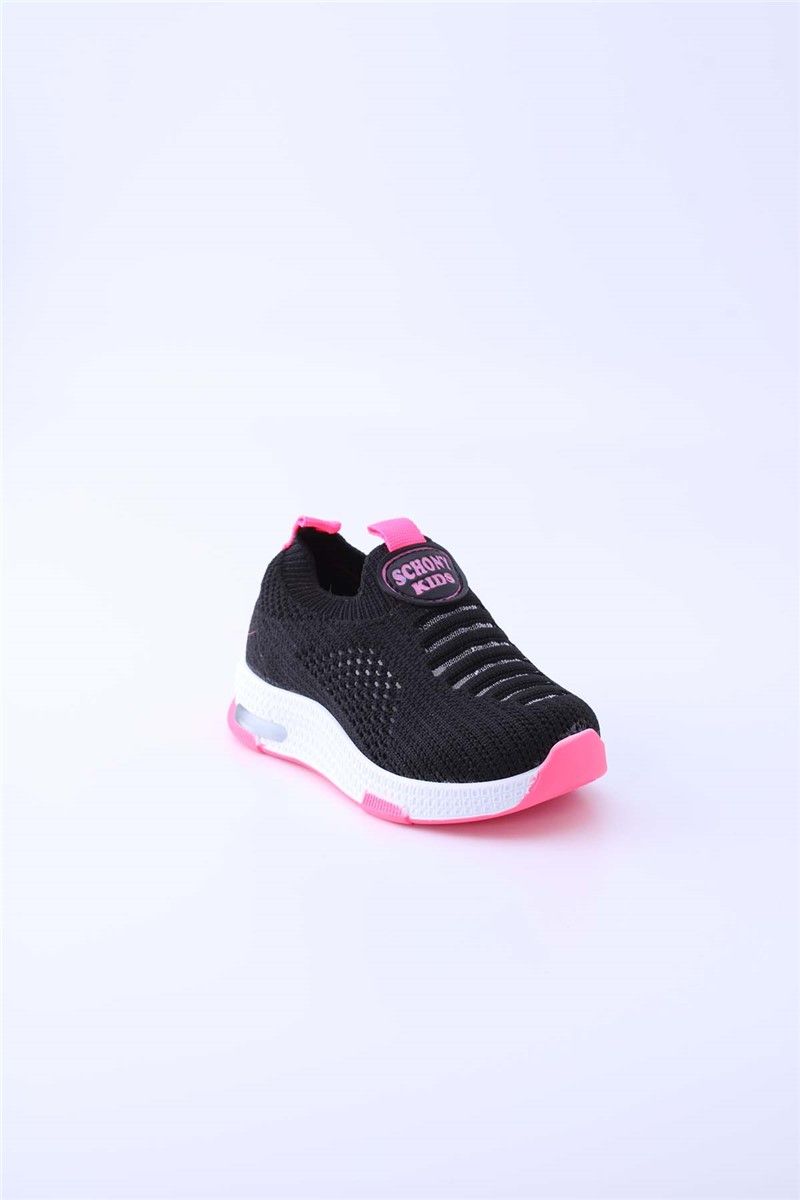 Children's textile sports shoes 3001 - Black with Pink #360254