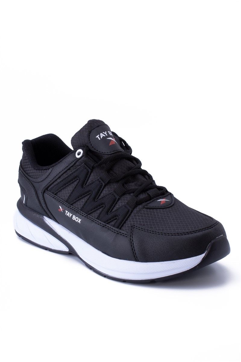 Men's Sports Shoes EZ1122 - Black with White #360997