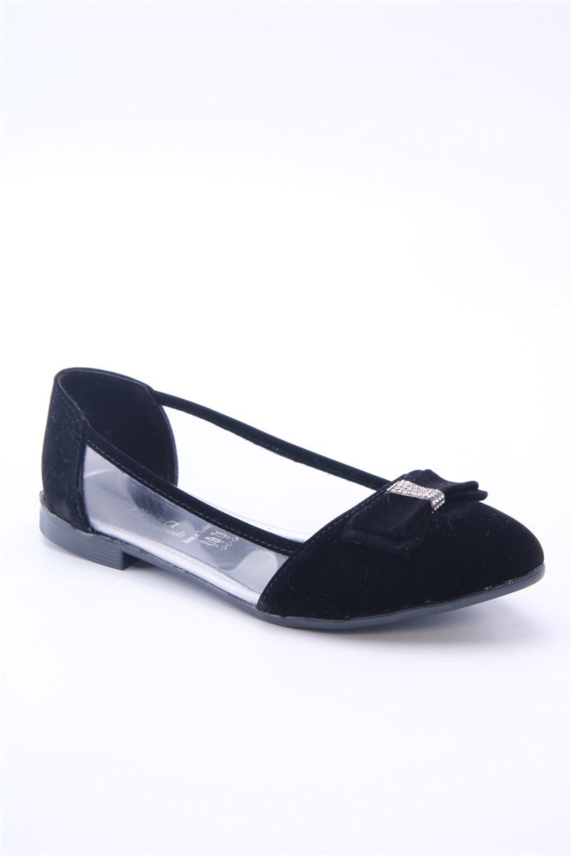 Women's Suede Ballerina Shoes 7011- Black #360475