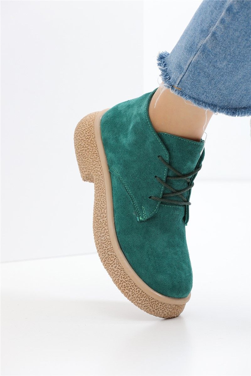 Women's Short Suede Boots 2304 - Green #363233