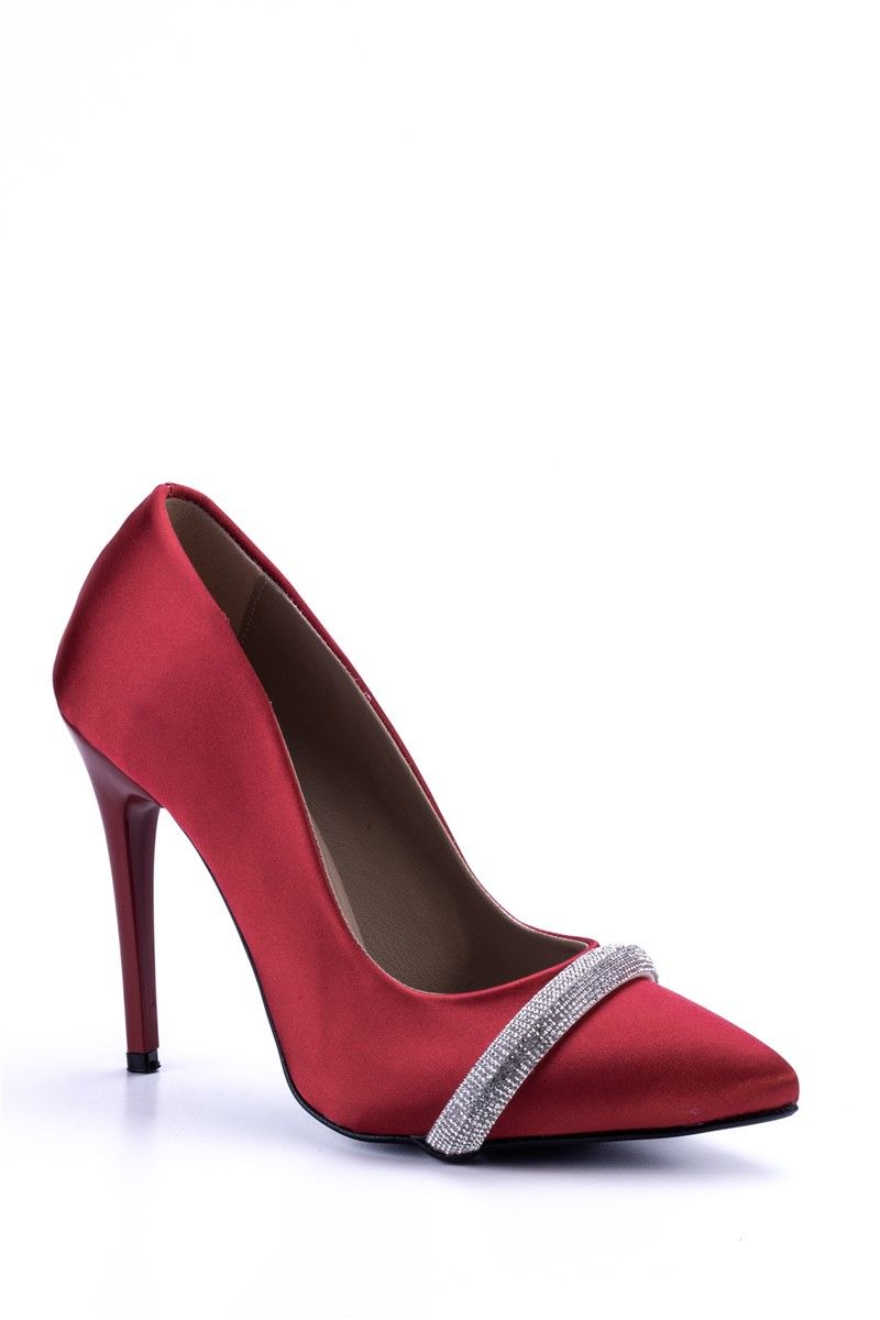Дамски елегантни обувки с висок ток 1115 - Червени #365952