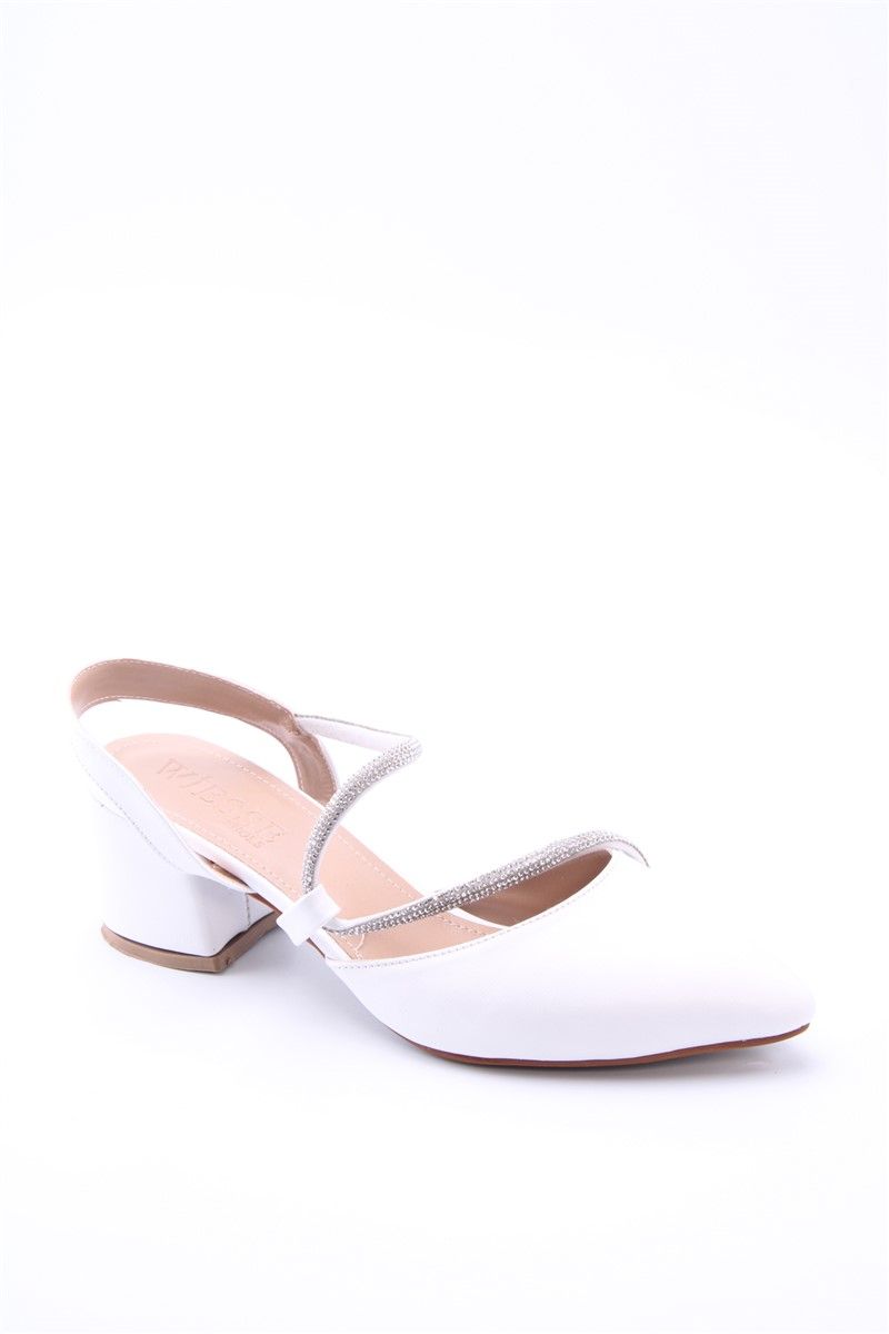 Ženske elegantne cipele s kamenčićima 7052 - Bijele #360554