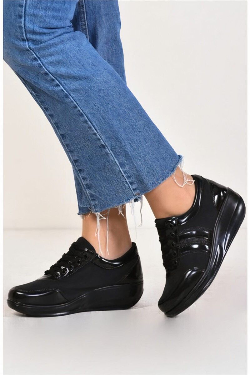 Women's Patent Leather Shoes ALF116 - Black #360735