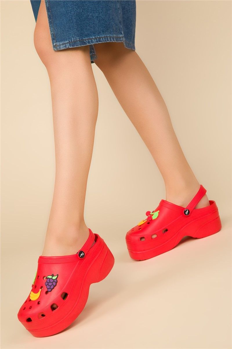 Pantofole con zoccoli da donna HSM-21 - Rosso # 361094