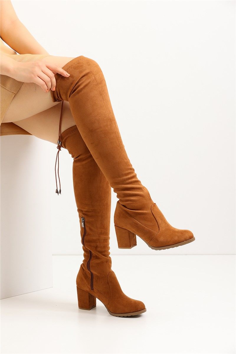 Women's Suede Heeled Boots 2595 - Taba #360179