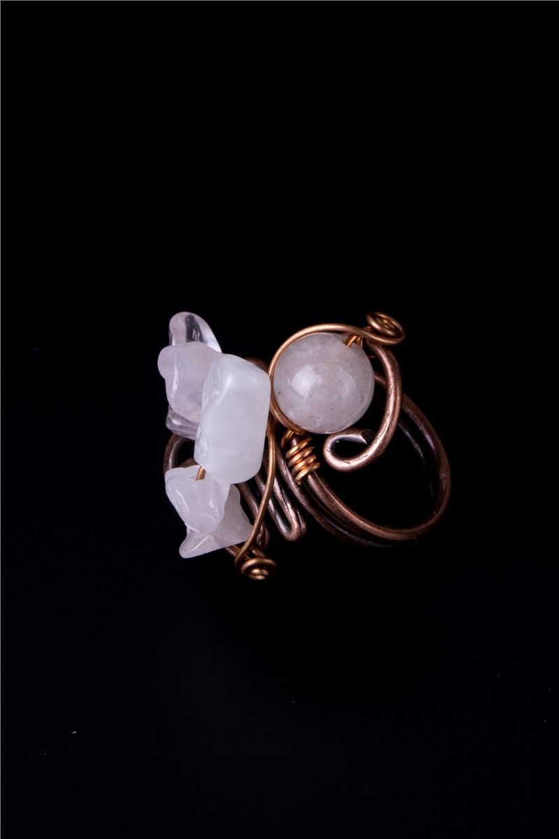 Women's Natural Stone Quartz Ring - White #367903