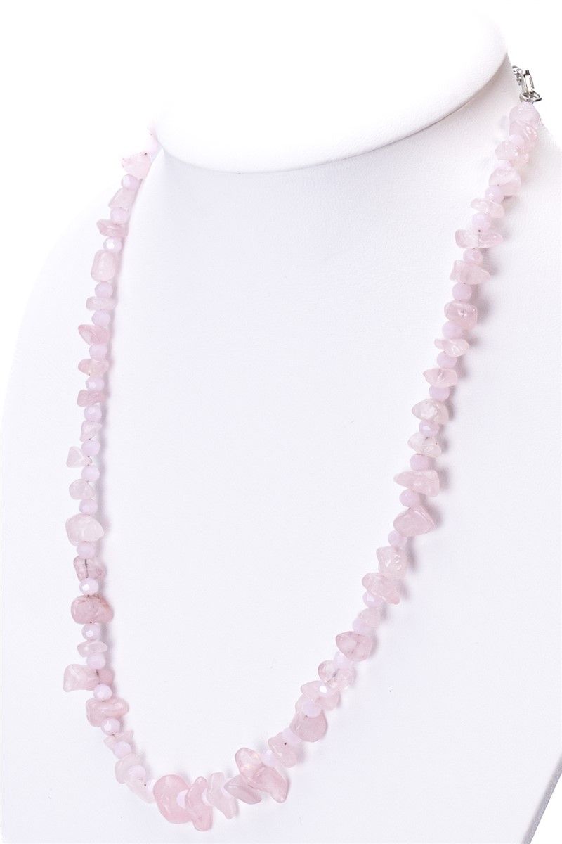 Collana da donna in pietra naturale con quarzo - rosa chiaro #363275
