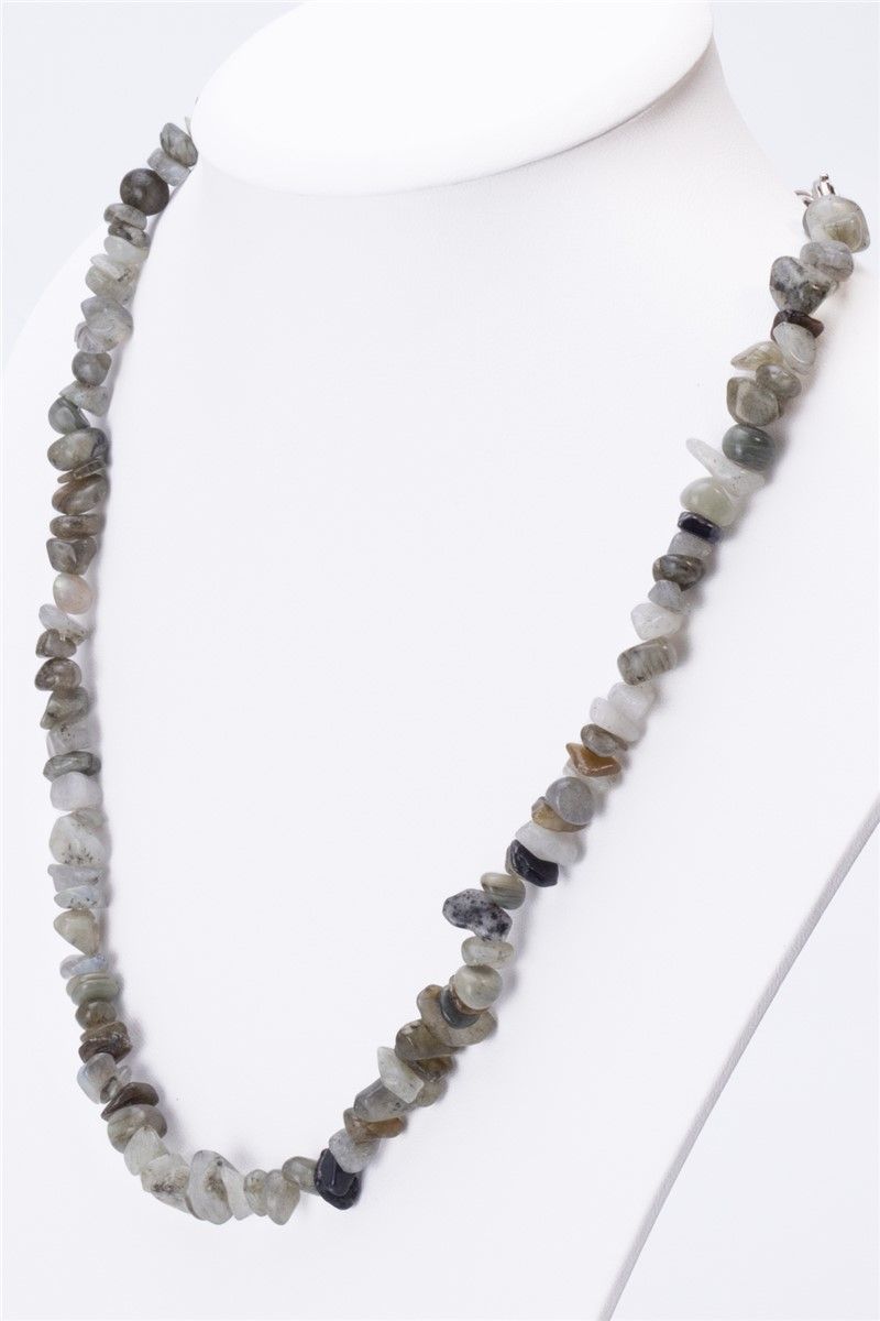 Ženska ogrlica od prirodnog kamena od Labradorita - siva #364325