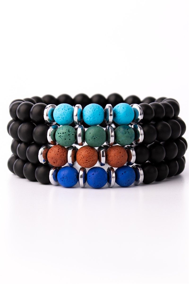 Unisex Natural Stone Bracelet - Onyx & Volcanic Stone - Assorted Colors #360923