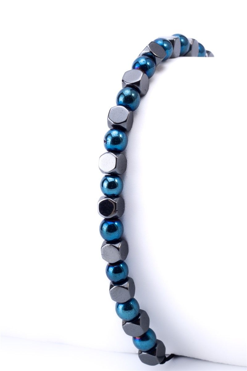 Men's Natural Hematite Stone Bracelet 4mm - Blue-Grey #363323