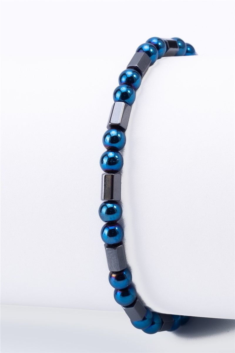 Men's Hematite Natural Stone Bracelet 4mm - Blue-Grey #363325