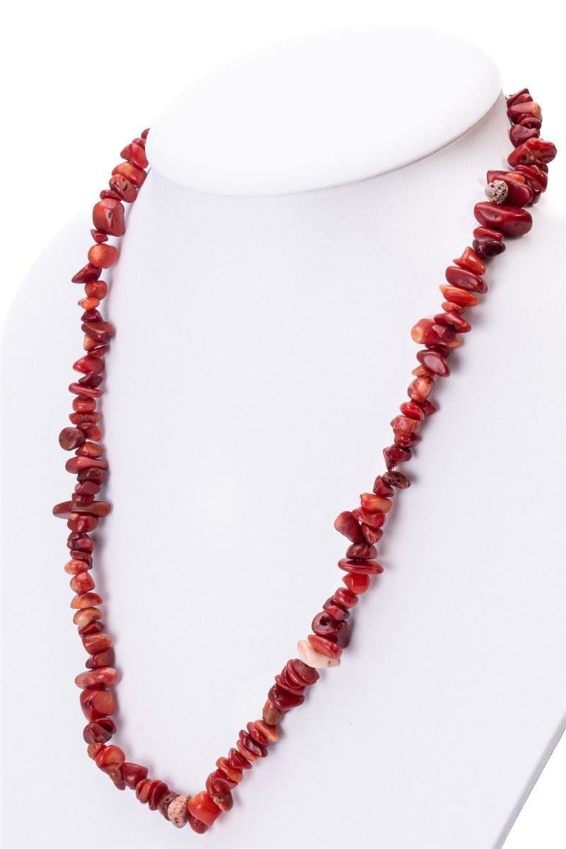 Ženska ogrlica od prirodnog kamena Koral - crvena #363276