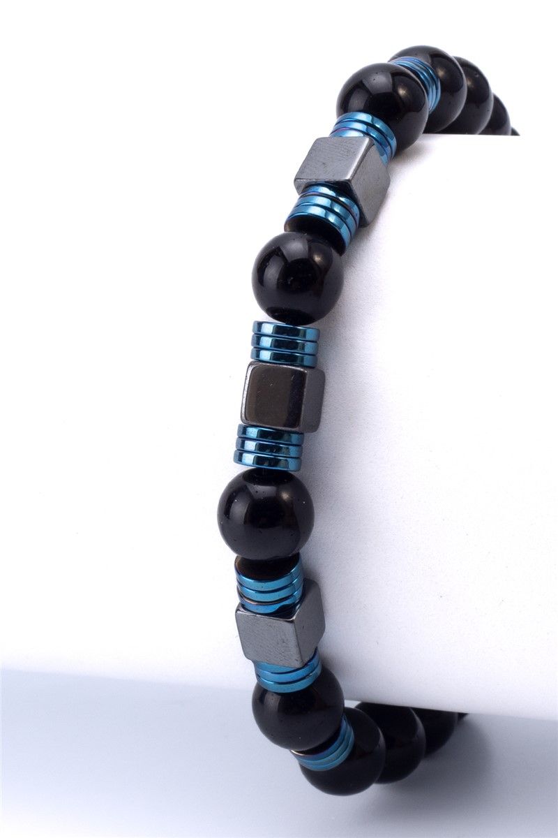 Men's Hematite Natural Stone Bracelet - Blue-Black #363320