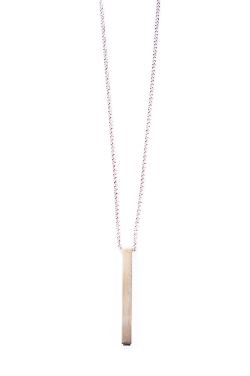  Uzun bar Zincirli Gümüş Rengi Kolye Gümüş #360977
