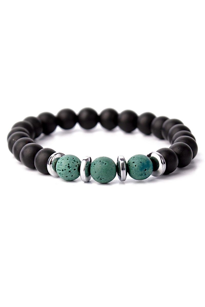 Unisex Natural Stone Bracelet - Onyx & Volcanic Stone - Black-Green #360920