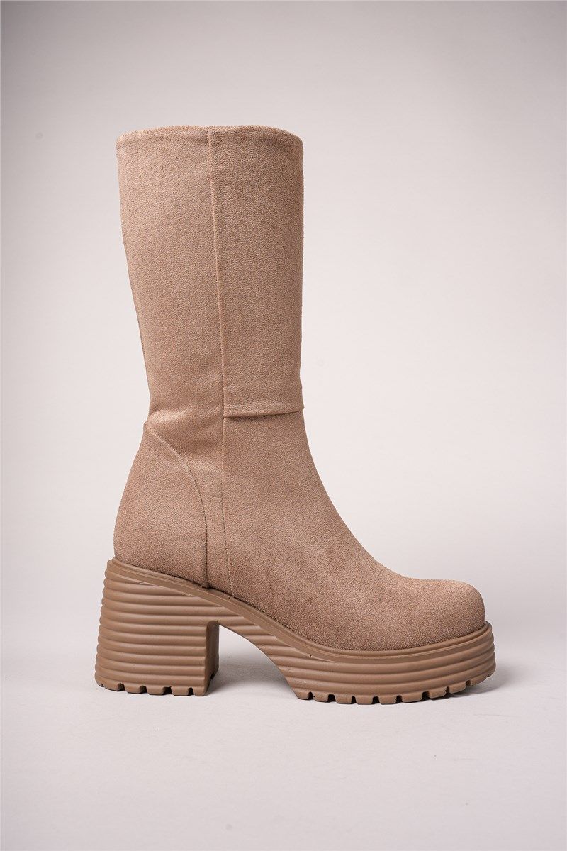 Women's Suede Platform Boots 0012270 - Color Mink #404355