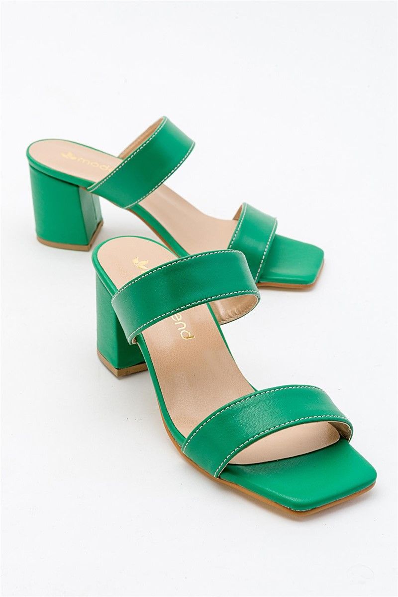 Women's Heeled Slippers - Green #381703