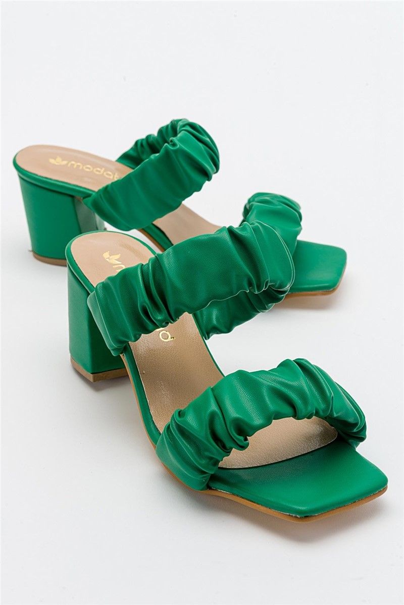 Pantofole con tacco da donna - Verde #382743