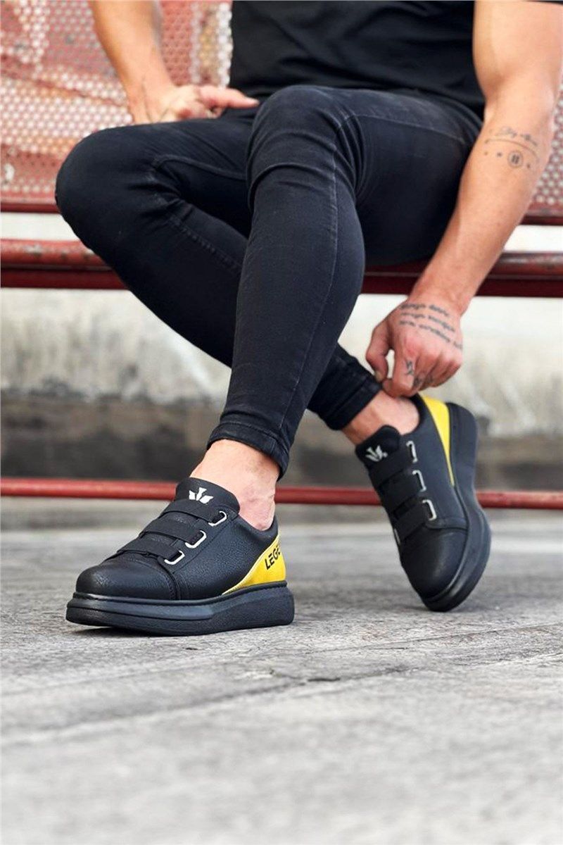 Мъжки ежедневни обувки WG029 - Черни с Жълт #411016