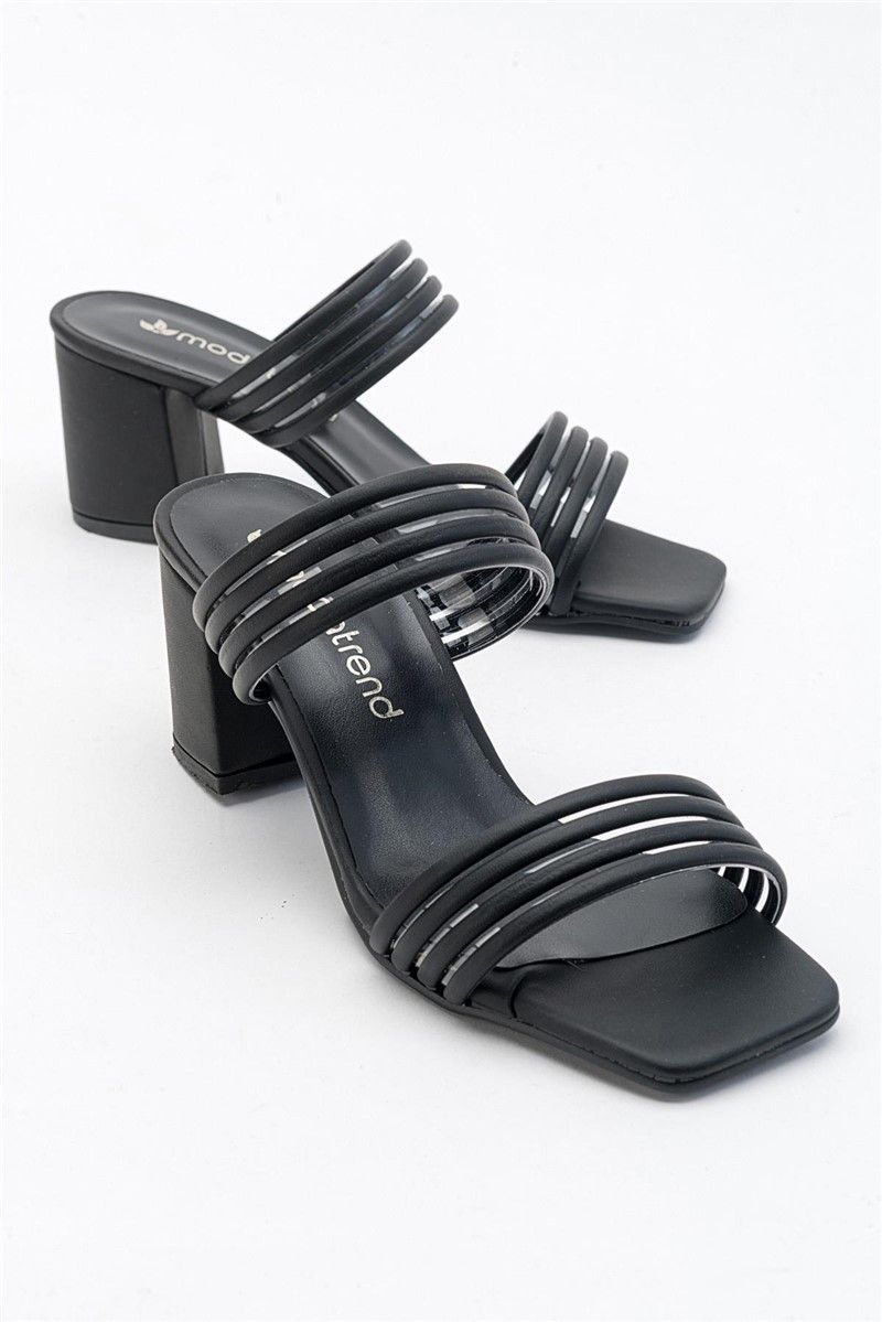 Women's Heeled Slippers - Black #381683