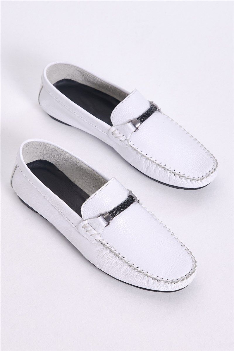 Men's Genuine Leather Loafers - White #401238