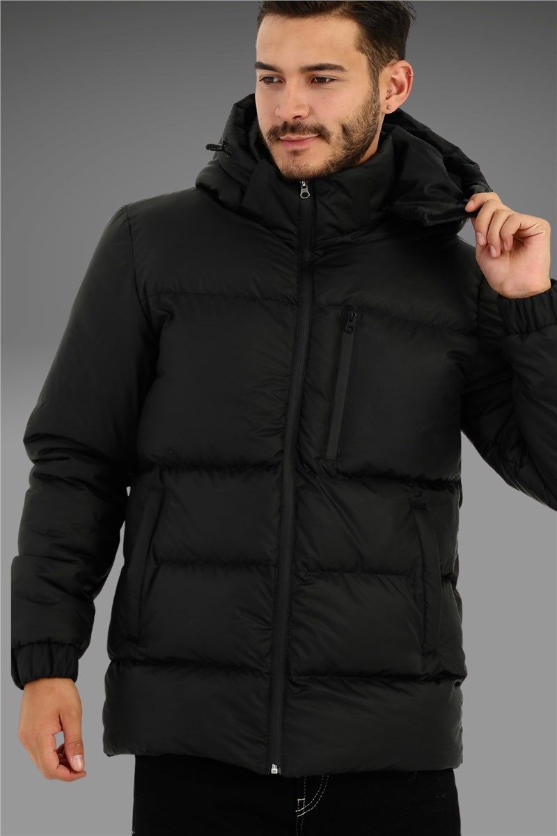 Vízálló férfi dzseki levehető kapucnival RCDM-400 - fekete #408180