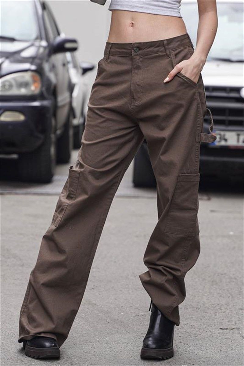 Pantaloni cargo da donna MG1601 - Marrone #395236