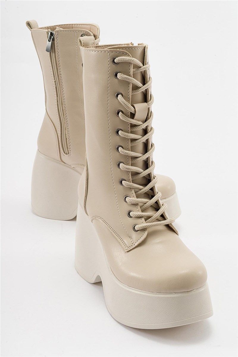 Women's Platform Boots - Beige #410846
