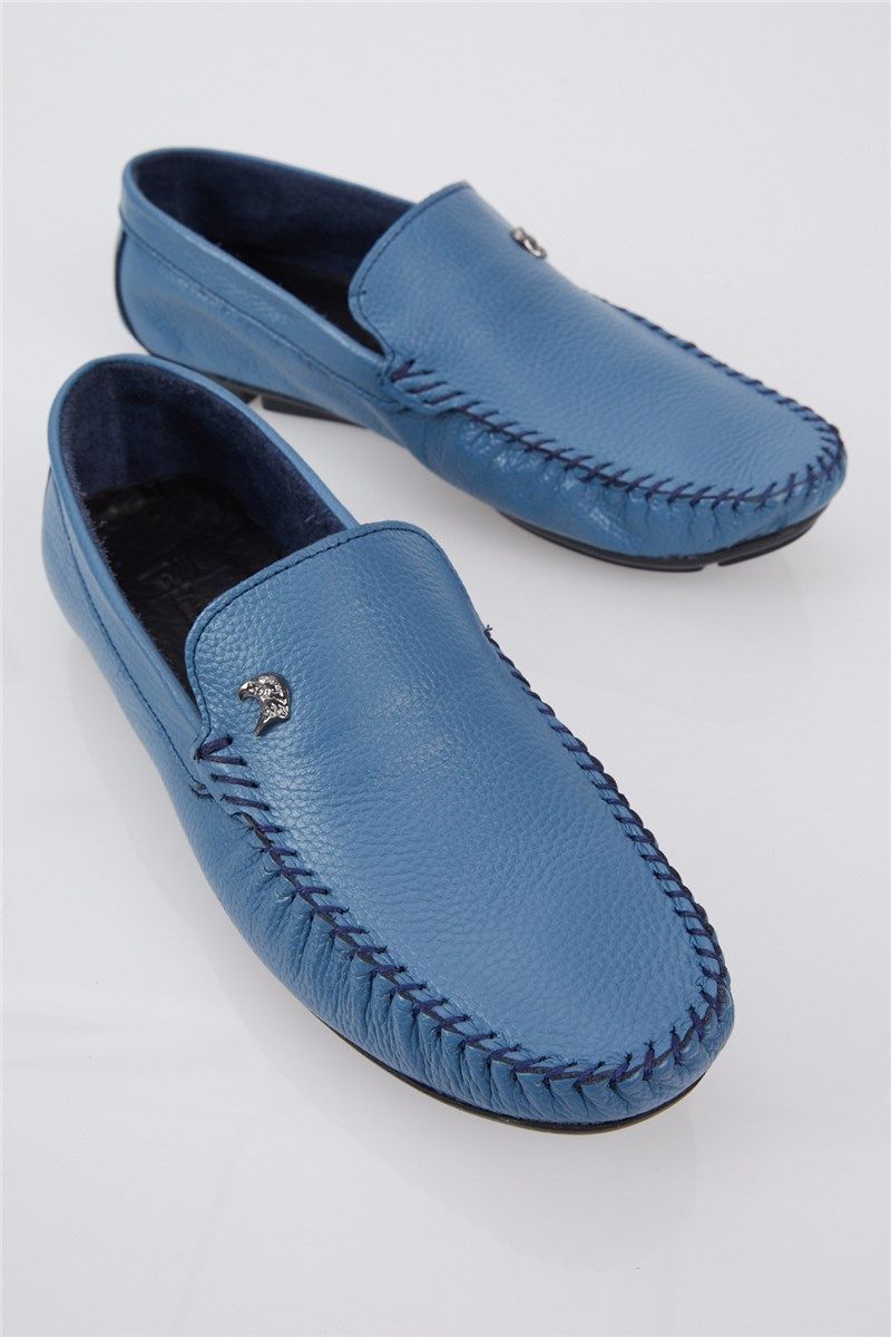 Men's genuine leather loafers - Blue #401356