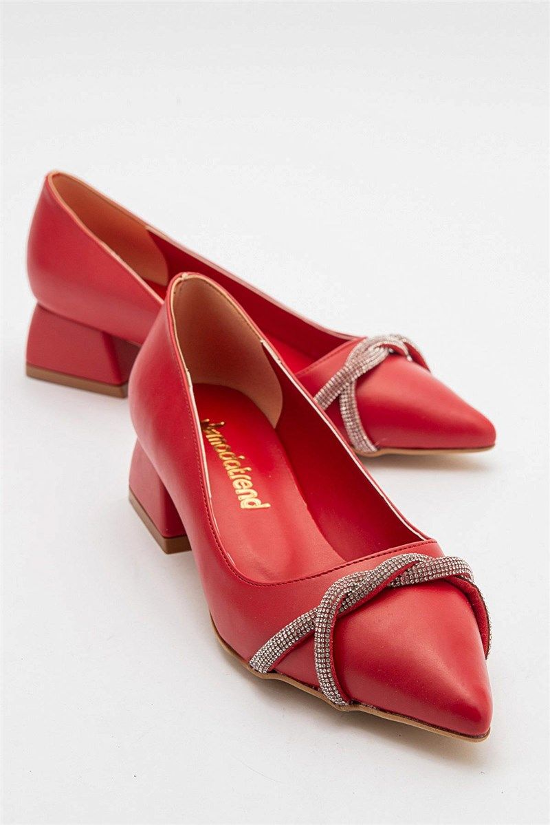 Díszkövekkel díszített női cipők - piros #405867