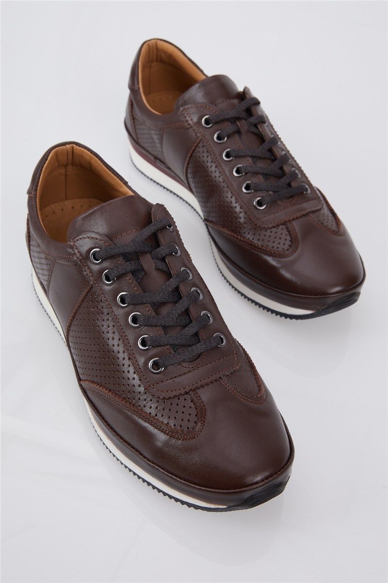Men's genuine leather sports shoes - Brown #401346