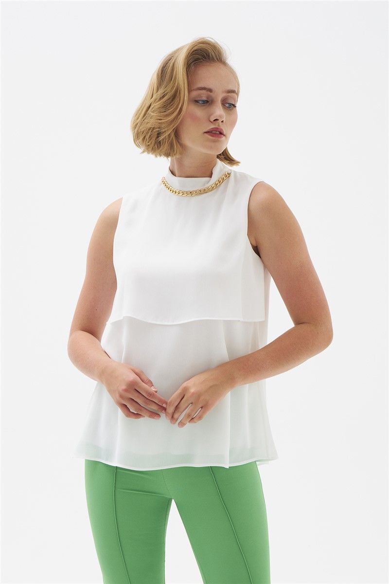 Women's sleeveless blouse - Ecru #334180