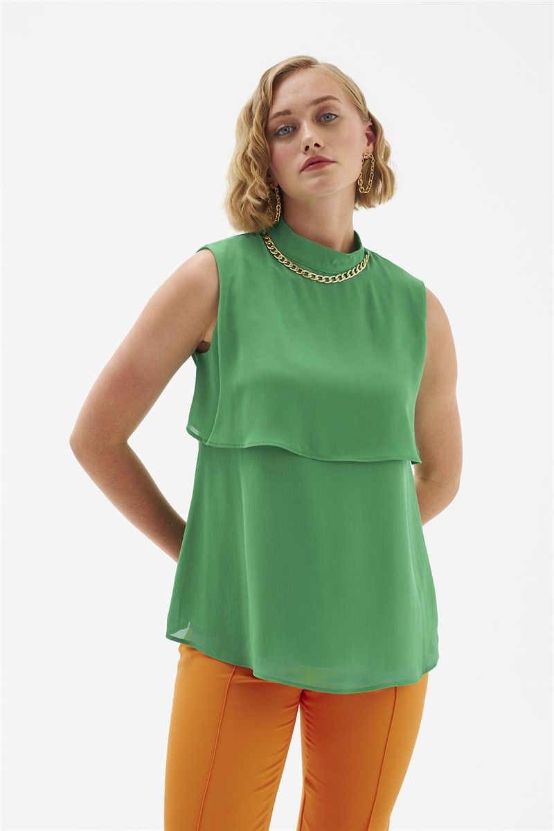 Women's Sleeveless Blouse - Green #334183