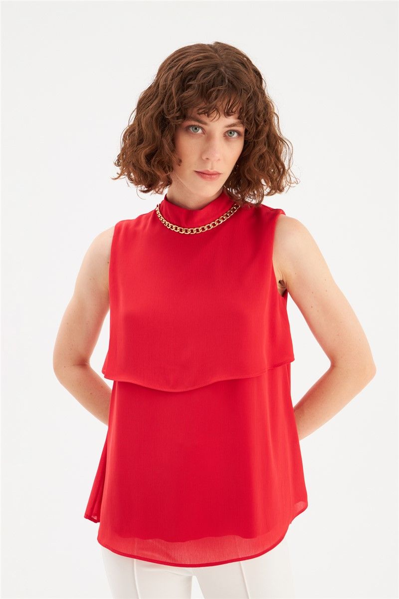 Women's Sleeveless Blouse - Red #357520