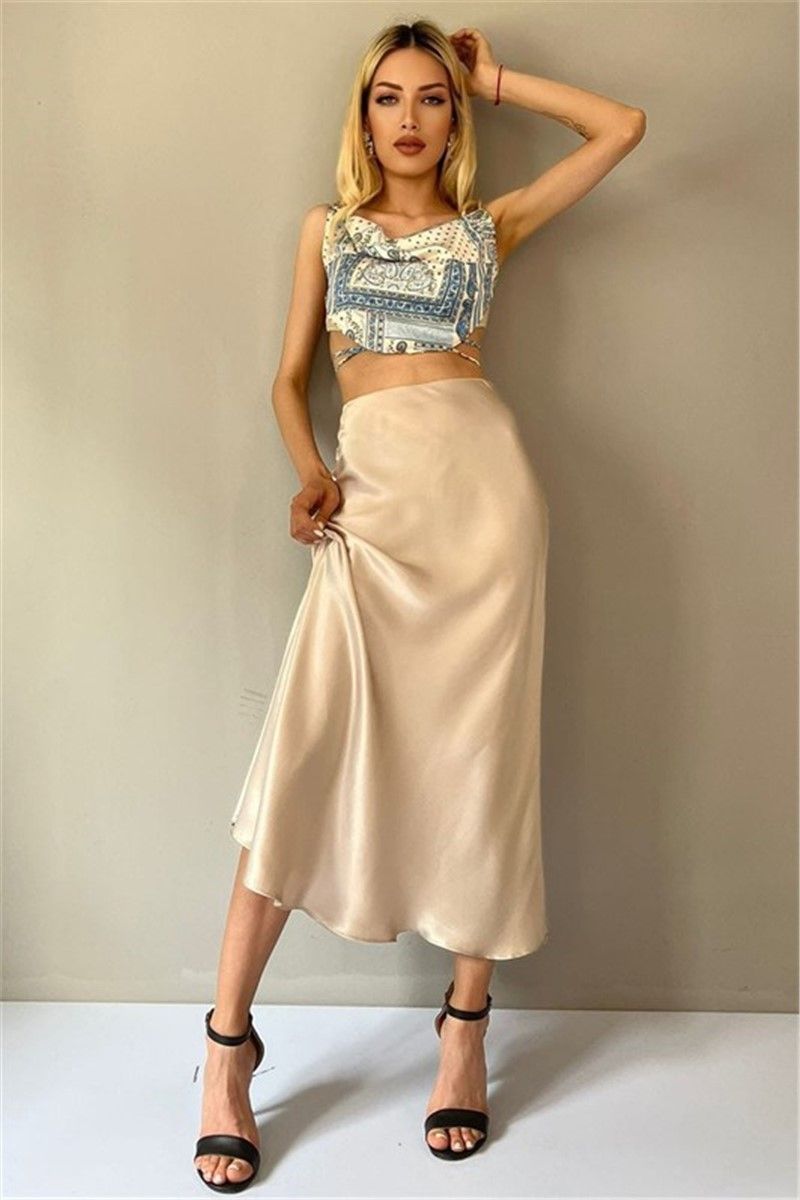 Women's satin skirt MG1409 - Light beige #333082