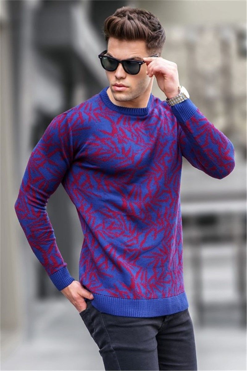 Muški pleteni džemper 5767 - plavi #334336