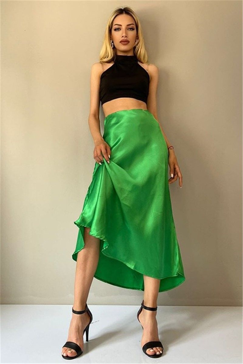 Ženska satenska suknja MG1409 - zelena #333084