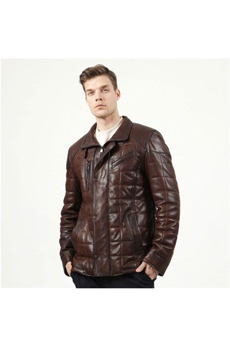 Men's leather coat E-2012 - Brown #321439