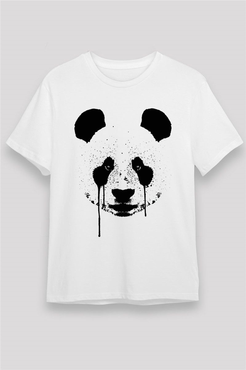 T-shirt bianca unisex con stampa Panda che piange # 375362