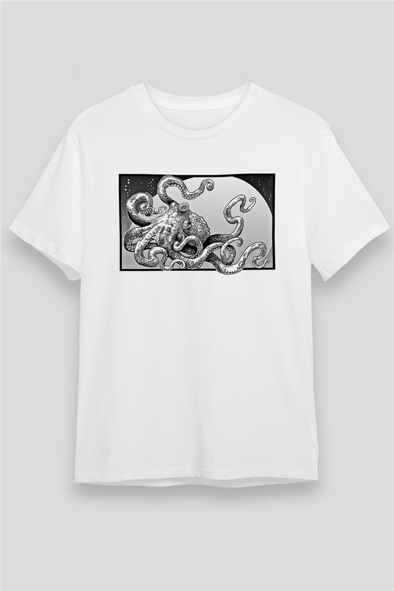 Unisex Print T-Shirt - White #376592