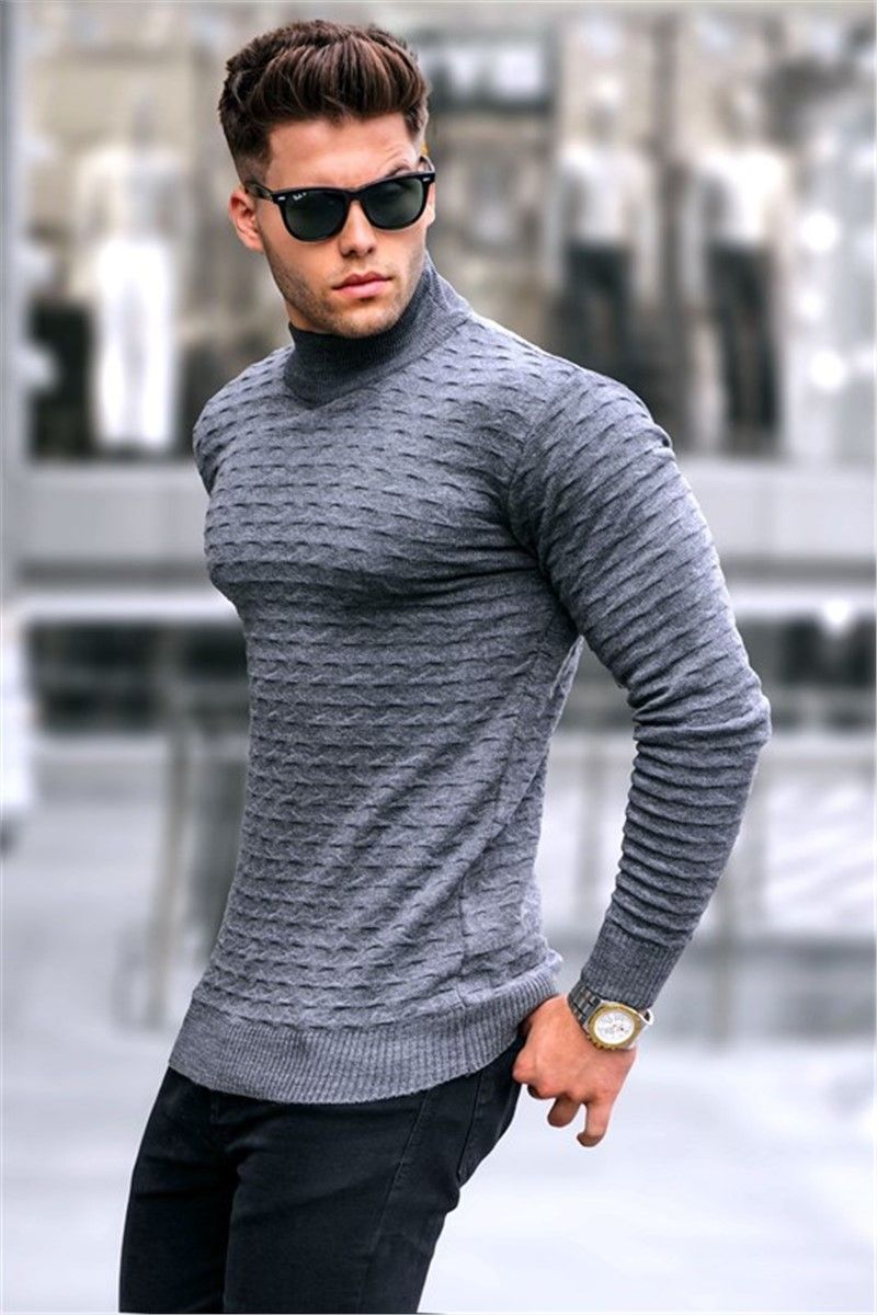 Muški pleteni džemper 5762 - antracit # 333679
