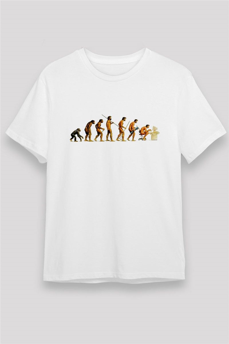 Unisex Print T-Shirt - White #372412