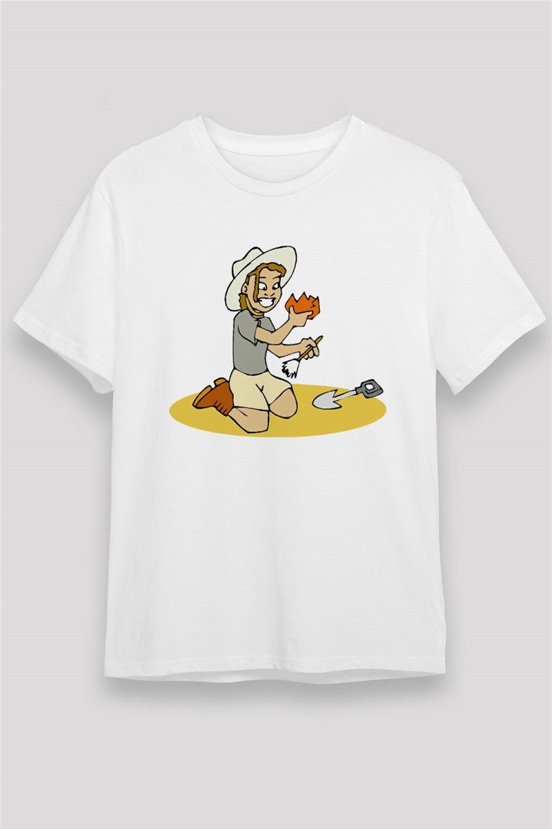 Unisex Print T-Shirt - White #372432